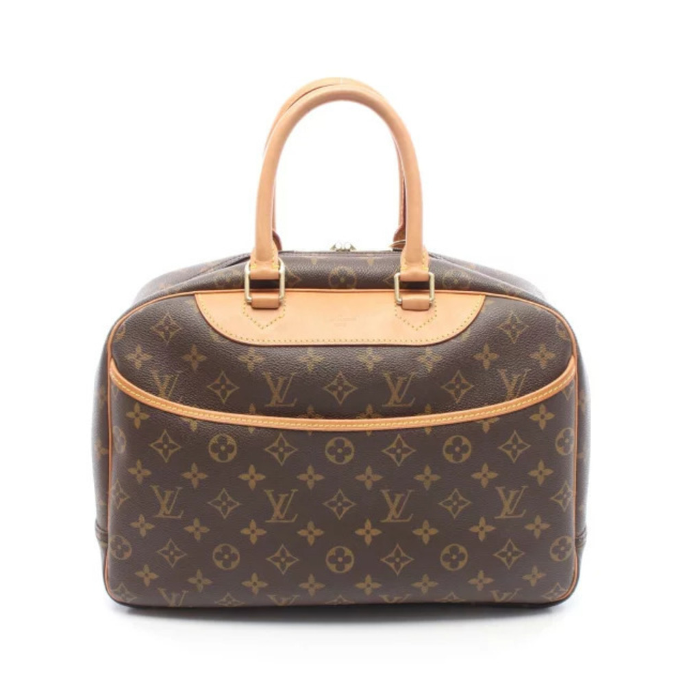 Louis Vuitton Deauville Bowling Vanity Handbag Canvas Leather Monogram Brown